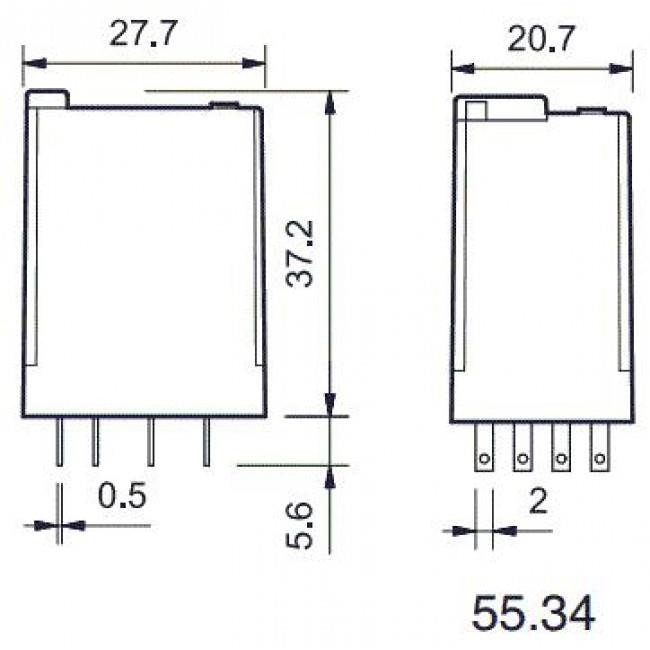 Ρελέ Μεσαίο 4P 24V DC 7A Solder 5534 FINDER