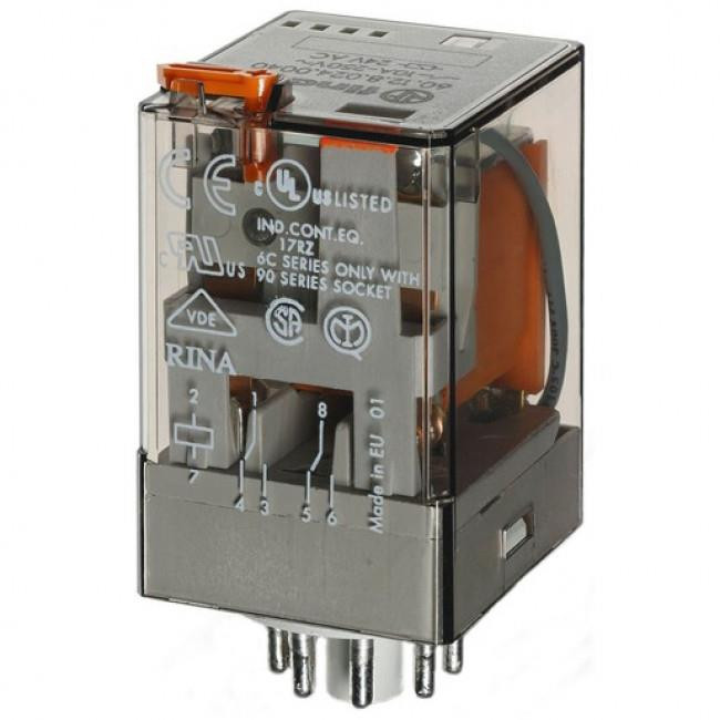 Ρελέ Τύπου Λυχνίας 8P 24V AC 10A 6012 FINDER
