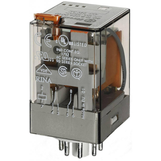 Ρελέ Τύπου Λυχνίας 8P 230V AC 10A 6012 FINDER