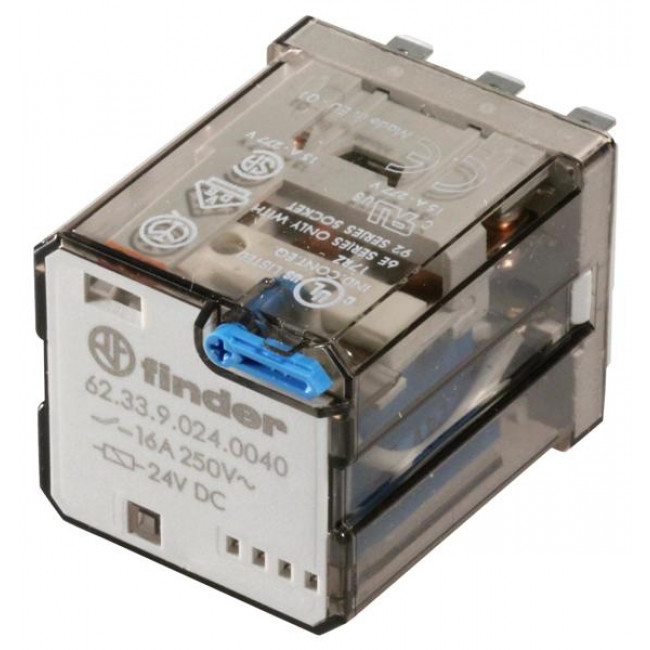 Ρελέ Υψηλών Ρευμάτων 3P 3CO 24VDC 16A FASTON 6233 FINDER