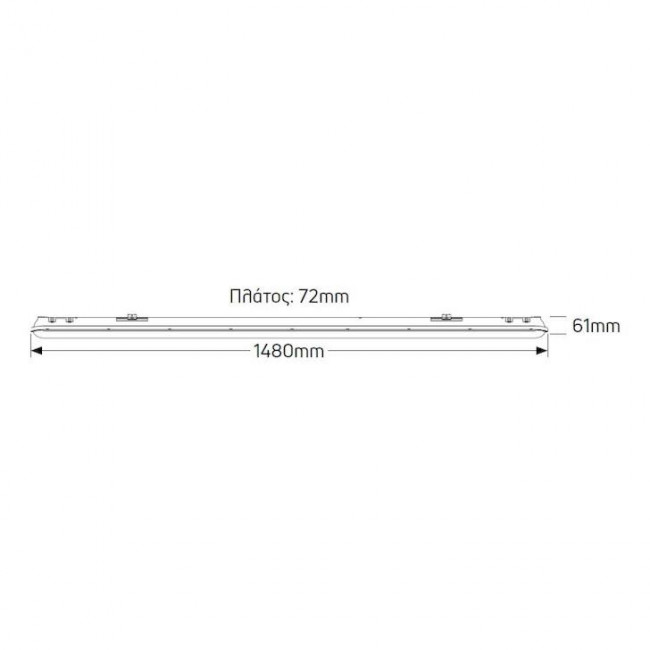Φωτιστικό Οροφής LED 55W 4000k 148cm IP65 Λευκό LT8C1.5D GEYER