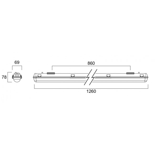 Φωτιστικό Οροφής Για 1 Λάμπα LED 120cm Ενός Άκρου IP65 Start SYLVANIA