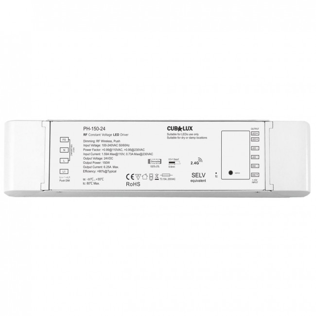 Τροφοδοτικό 150W Με Έξοδο 24VDC 6.25A Dimmable CUBALUX