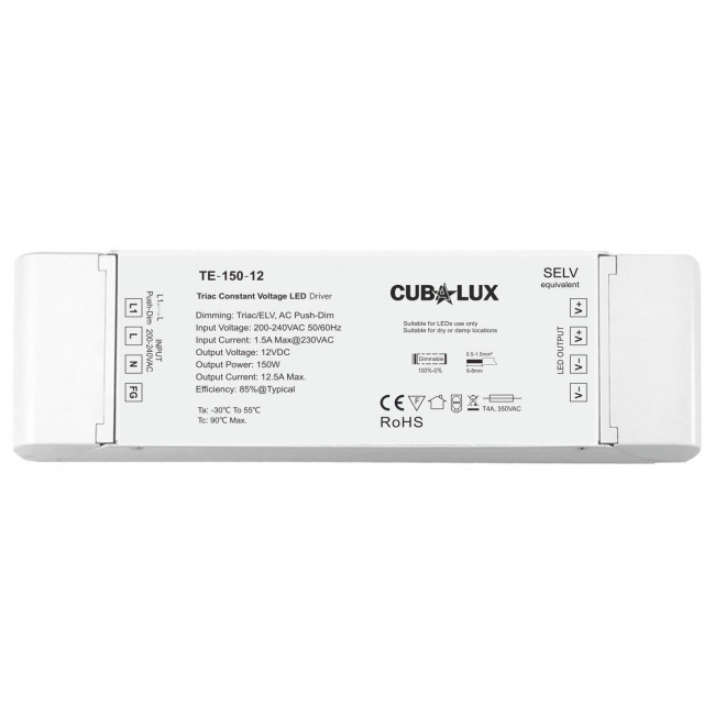 Τροφοδοτικό 150W Με Έξοδο 12VDC 12.5A Dimmable CUBALUX