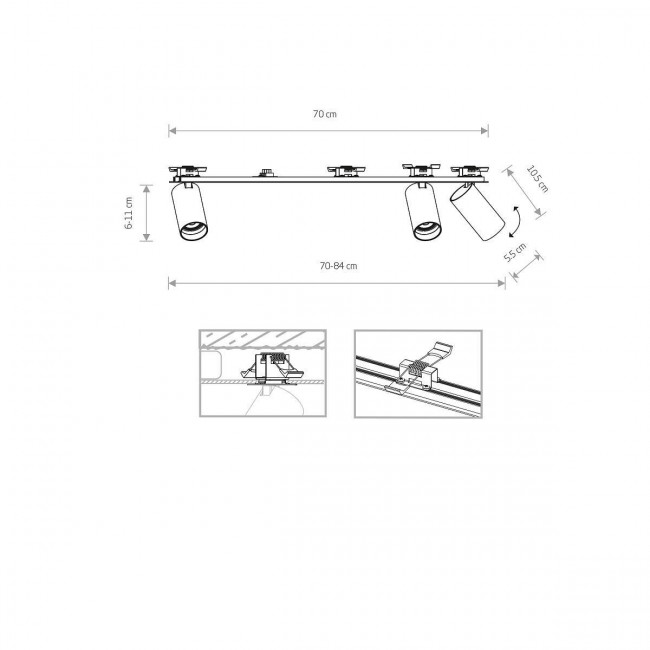 Σπότ Χωνευτό Τρίφωτο GU10 Λευκό Κινητό Mono 7830 NOWODVORSKI