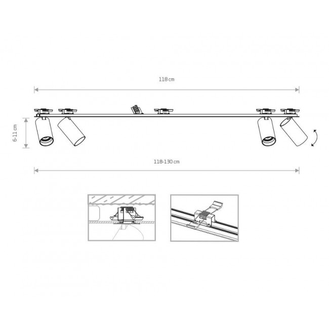 Σπότ Χωνευτό Τετράφωτο GU10 Λευκό Κινητό Mono 7831 NOWODVORSKI