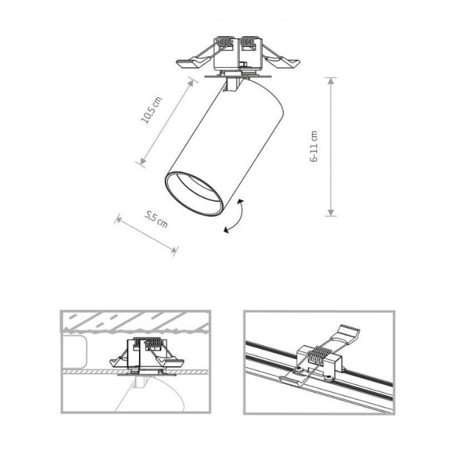 Σπότ Χωνευτό GU10 Μαύρο Κινητό Mono 7833 NOWODVORSKI