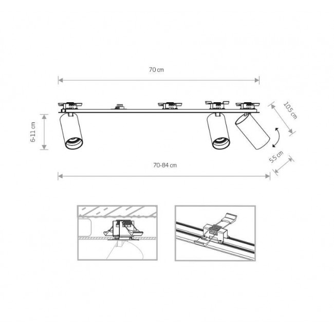 Σπότ Χωνευτό Τρίφωτο GU10 Μαύρο Κινητό Mono 7835 NOWODVORSKI
