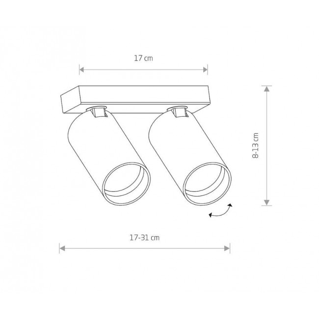 Σποτ Επίτοιχο Δίφωτο GU10 Μαύρο Mono 7841 NOWODVORSKI