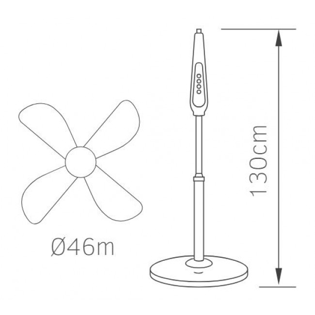 Ανεμιστήρας Δαπέδου 55W D46 Λευκό Με Τηλεχειριστήριο LINEME