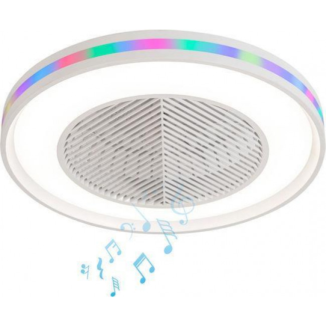 Ανεμιστήρας Πλαφονιέρα 18W D55 Με Τηλεχειριστήριο Και Ηχείο Λευκό Suono LINEME