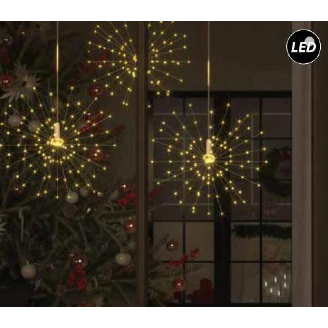 Βροχή Με 540 Θερμά LED Πυροτέχνημα Διάφανο Καλώδιο