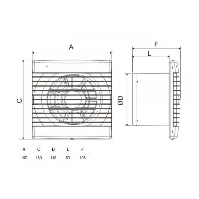 Εξαεριστήρας Μπάνιου Για Σωλήνα 120mm Λευκός DECOR 200 C S&P