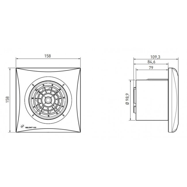 Εξαεριστήρας Μπάνιου Για Σωλήνα 100mm Ασημί SILENT 100 CZ S&P