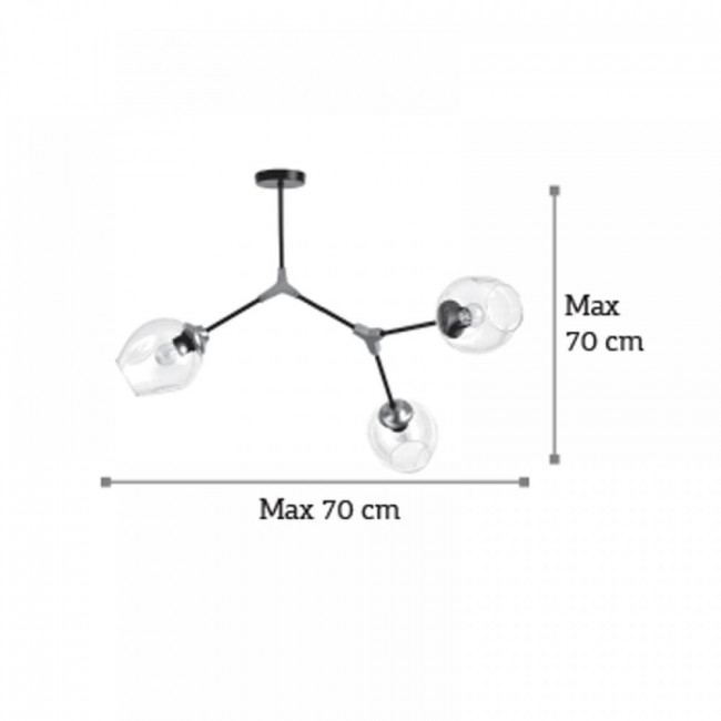 Φωτιστικό Τρίφωτο E27 Μαύρο Και Χρυσό 6129-3-GL INLIGHT