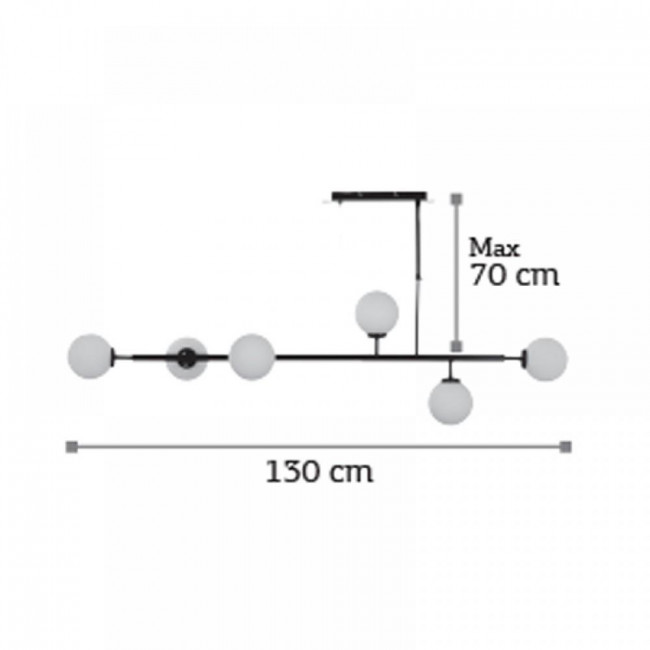 Φωτιστικό Εξάφωτο G9 Μαύρο Και Λευκό 6170-6-BL INLIGHT