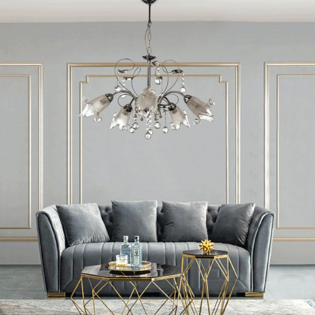 Φωτιστικό Πεντάφωτο E14 Χρώμιο Και Κρύσταλλο 5300-5-CH INLIGHT