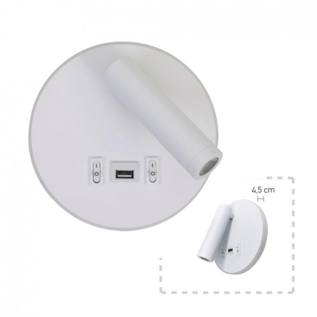Σποτ Επίτοιχο LED 12W 3000K Λευκό Με USB 43418-WH INLIGHT