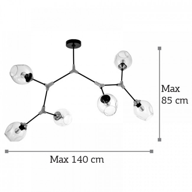 Φωτιστικό Εξάφωτο E27 Μαύρο Και Χρυσό 6129-6-GL INLIGHT
