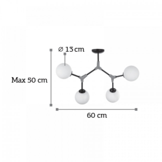 Φωτιστικό Τετράφωτο E27 Μαύρο Και Νίκελ 6167-4-NM INLIGHT