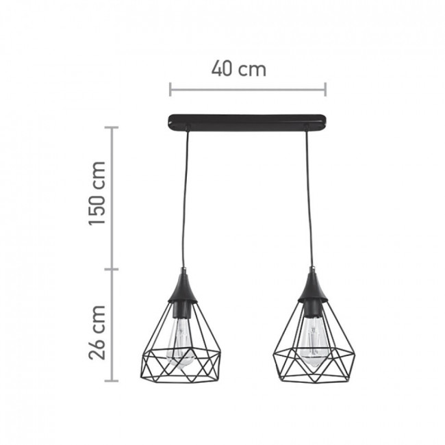 Φωτιστικό Δίφωτο E27 Μαύρο 4024-2-BL INLIGHT