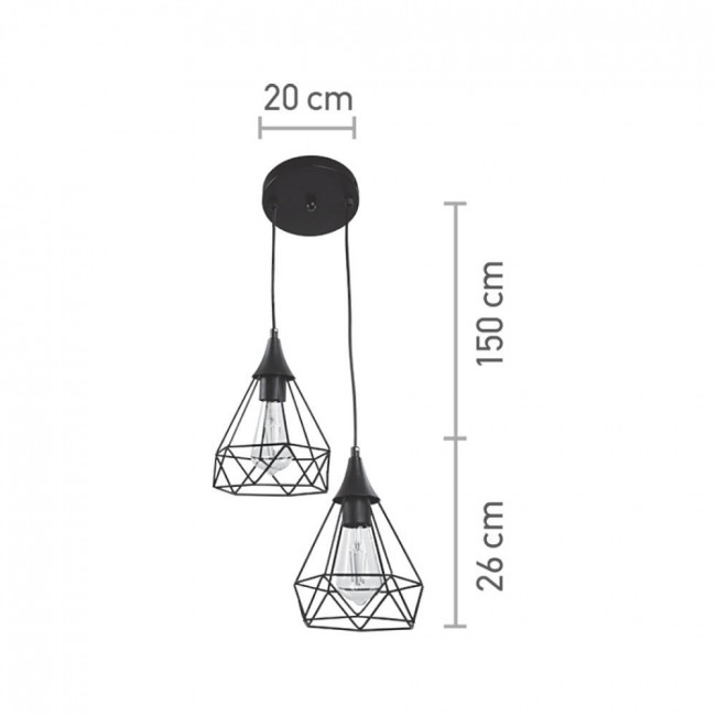 Φωτιστικό Δίφωτο E27 Μαύρο 4024-2-BL INLIGHT