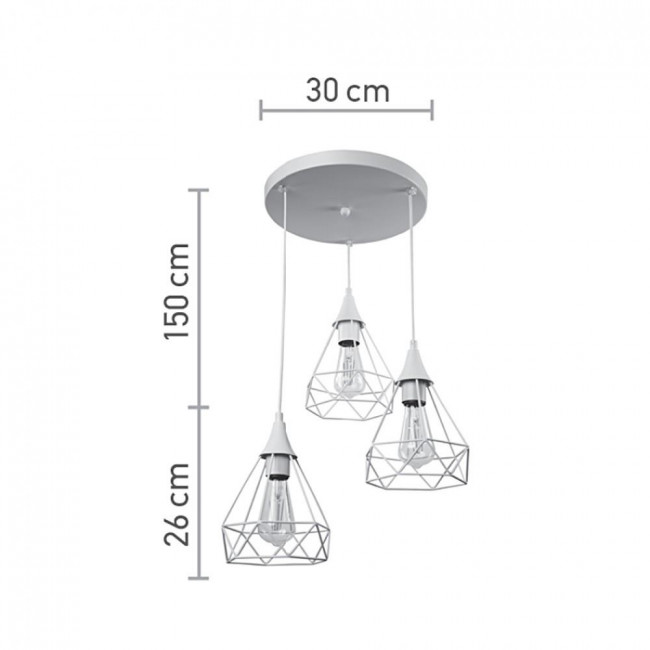 Φωτιστικό Τρίφωτο E27 Λευκό 4024-3-WH INLIGHT