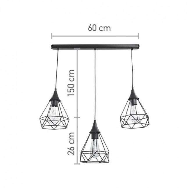 Φωτιστικό Τρίφωτο Ε27 Μαύρο 4024-3-BL INLIGHT