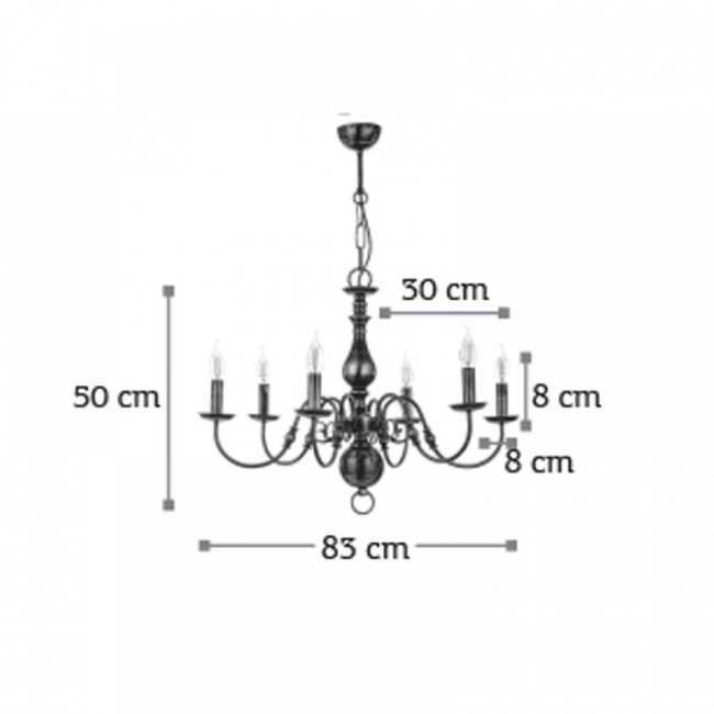 Φωτιστικό Οχτάφωτο Ε14 Οξυντέ 5309-8 INLIGHT