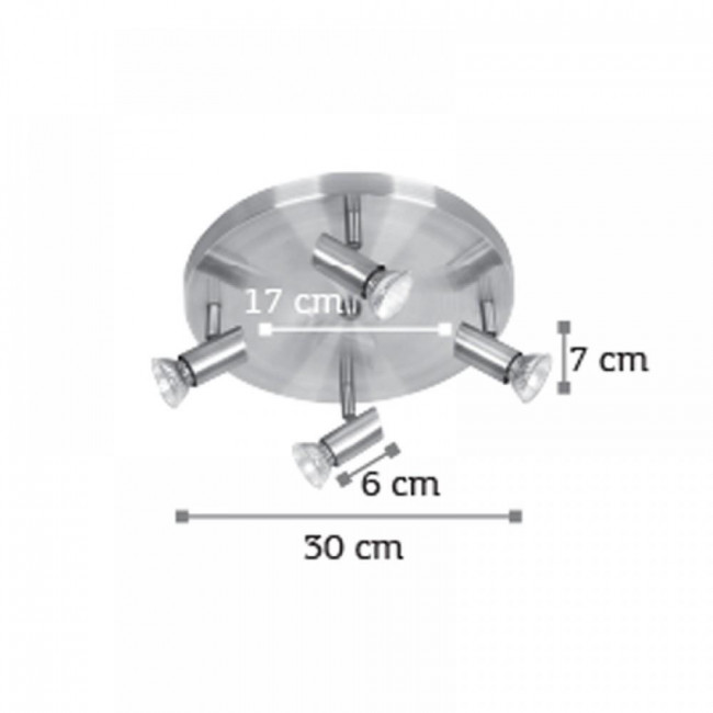 Σποτ Οροφής Τετράφωτο GU10 Νίκελ 9075-4 INLIGHT