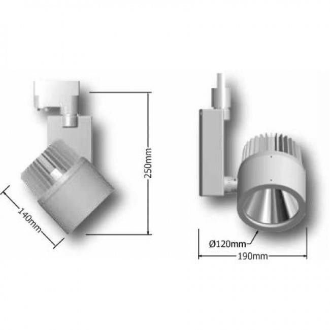 Φωτιστικό Σπότ Ράγας LED 49.3W 3000k 3 Φάσεων Μάυρο Cyclotron KT LIGHTING