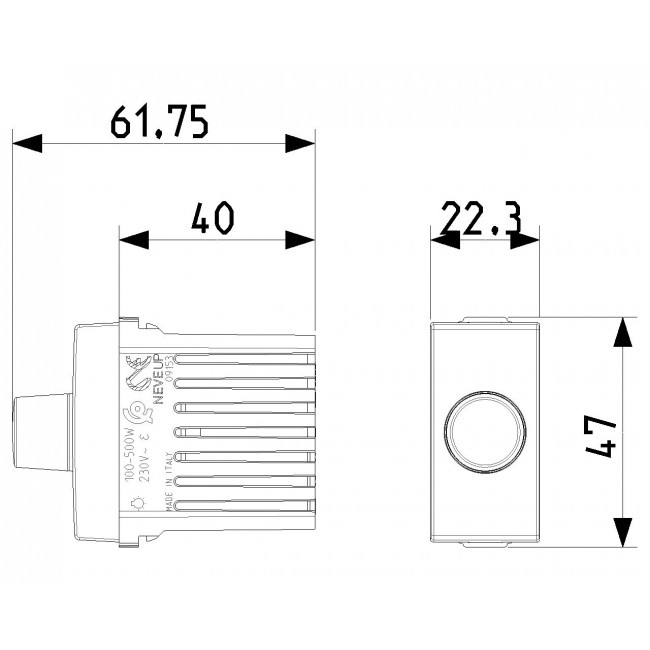 Dimmer Περιστροφικό Universal 1 Στοιχείου Λευκό Neve 09153 VIMAR