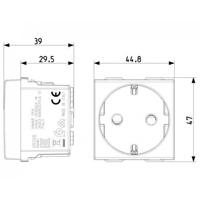 Πρίζα Σούκο Ασφαλείας Carbon Ματ Neve 09208.CM VIMAR