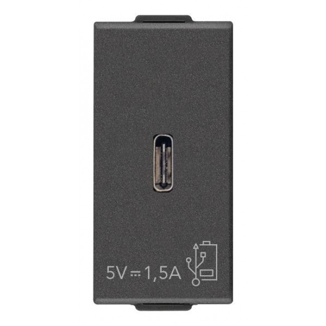 Πρίζα Φόρτισης USB TypeC 1 Στοιχείου Carbon Ματ Neve 09292.C.CM VIMAR