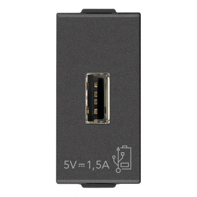 Πρίζα Φόρτισης USB TypeA 1 Στοιχείου Carbon Ματ Neve 09292.CM VIMAR
