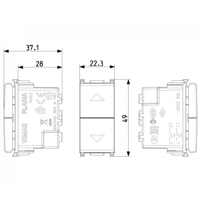 Μπουτόν Ρολών 1 Στοιχείου Ασημί Plana 14062.SL VIMAR
