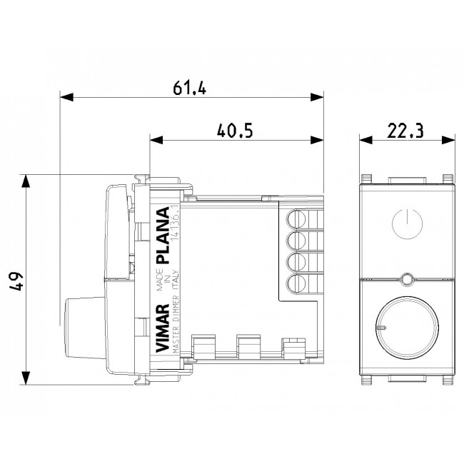Dimmer Περιστροφικό Universal 1 Στοιχείου Ασημί Plana 14136.1.S VIMAR