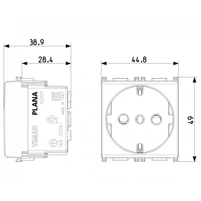 Πρίζα Σούκο Ασφαλείας P30 Λευκό Plana 14209 VIMAR