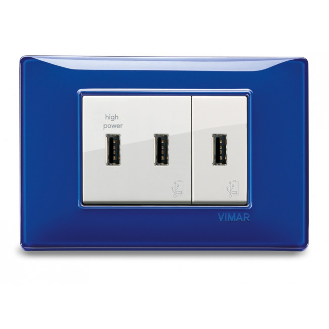 Πρίζα Φόρτισης USB Διπλή TypeA+A 2 Στοιχείων Λευκό Plana 14295 VIMAR