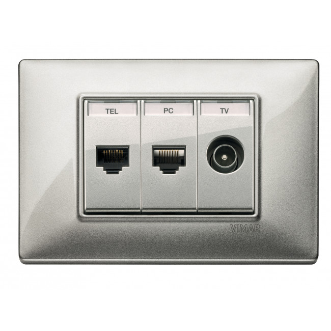 Πρίζα TV/RD/SAT Τερματική 1 Στοιχείου Ασημί Plana 14300.01.SL VIMAR