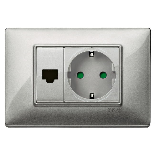 Πρίζα Τηλεφώνου RJ11 1 Στοιχείου Ασημί Plana 14320.SL VIMAR