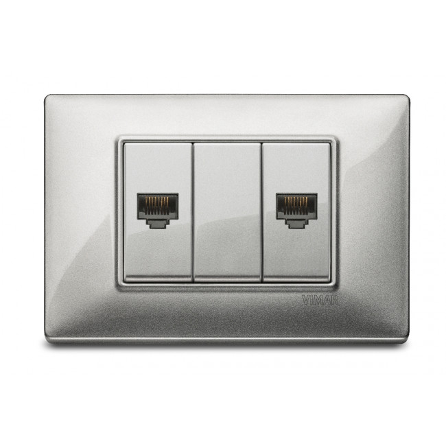 Πρίζα Τηλεφώνου RJ11 1 Στοιχείου Ασημί Plana 14320.SL VIMAR