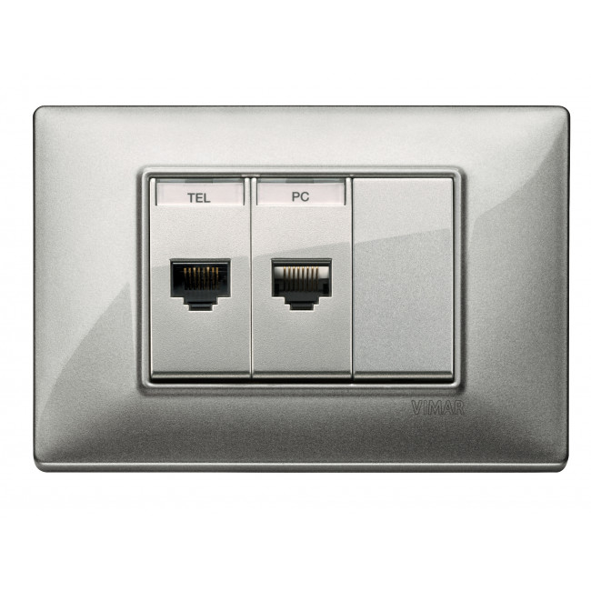 Πριζα Δικτύου RJ45 Cat.6 UTP 1 Στοιχείου Ασημί Plana 14339.13.SL VIMAR