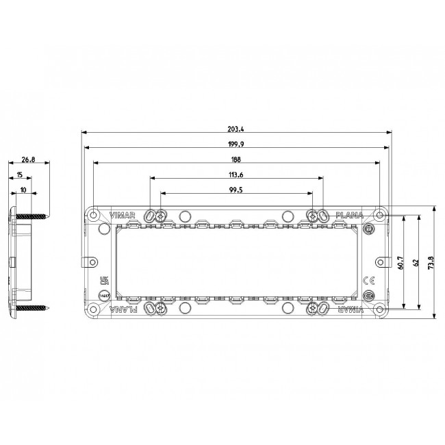 Βάση 7 Στοιχείων Για Στήριξη Με Βίδες Plana 14617 VIMAR