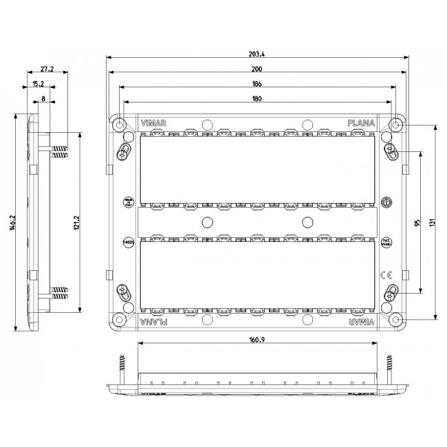 Βάση 14 Στοιχείων Σε Δύο Σειρές Για Στήριξη Με Βίδες Plana 14620 VIMAR
