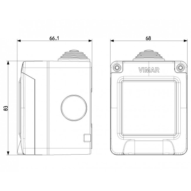 Κουτί Επίτοιχο 1 Στοιχείου Γκρι IP55 14901 VIMAR