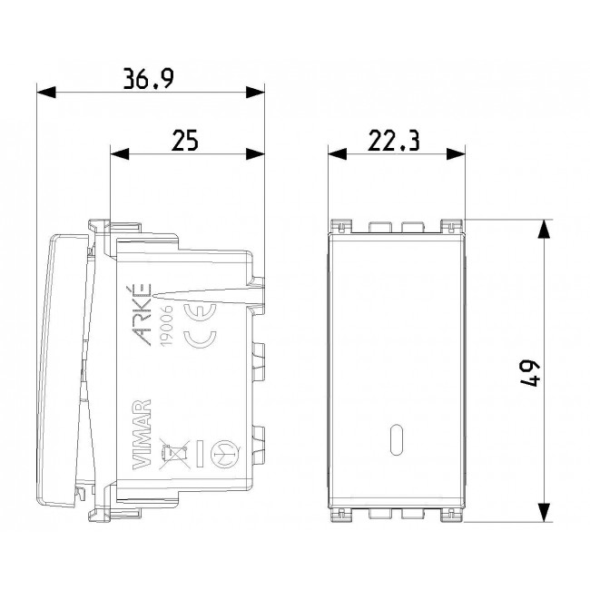 ΔΙΑΚΟΠΤΗΣ A/R 1mod 20AX ΓΚΡΙ ARKE VIMAR