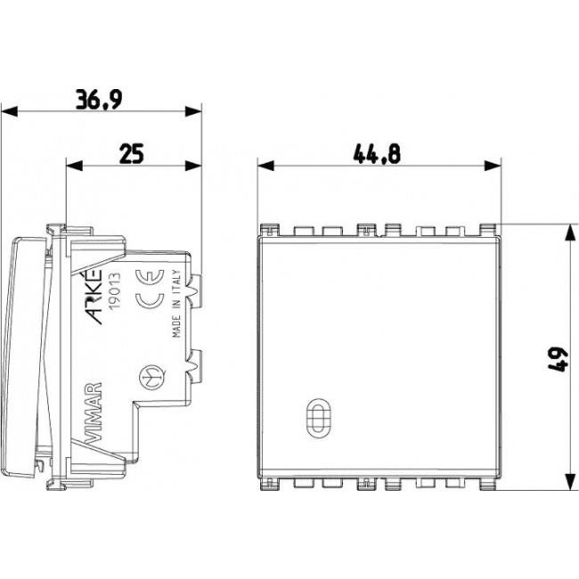 Διακόπτης Ενδιάμεσος A/R 2 Στοιχείων Metal Arke 19013.2.M VIMAR
