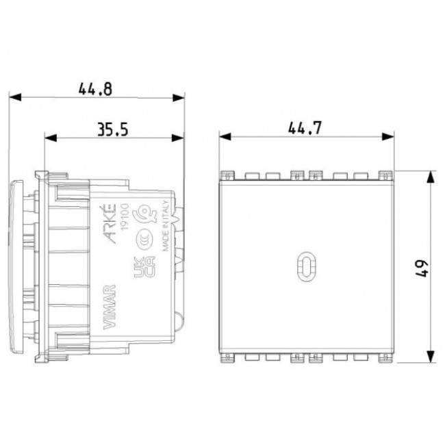 Διακόπτης Απλός Αξονικός 2 Στοιχείων Γκρι Arke 19100.2 VIMAR