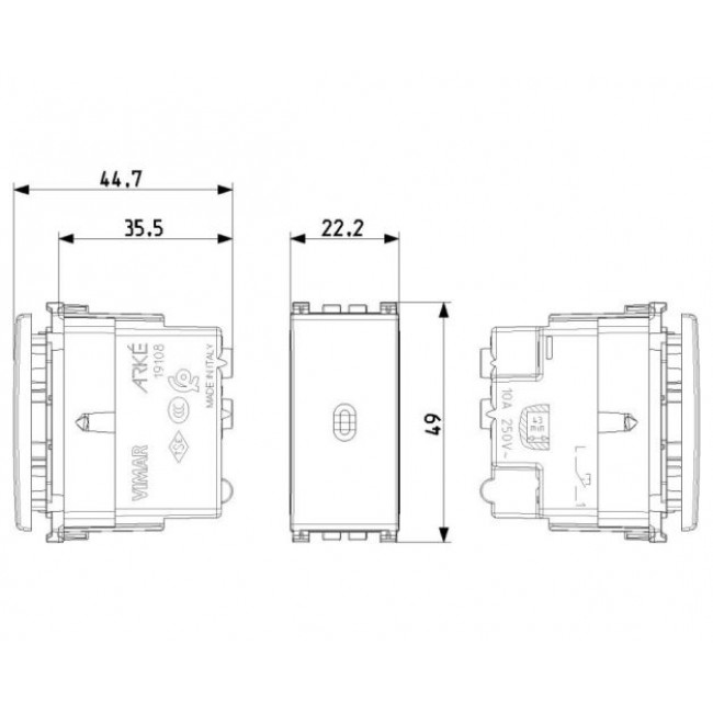 Μπουτόν Αξονικό 1 Στοιχείου Λευκό Arke 19108.B VIMAR